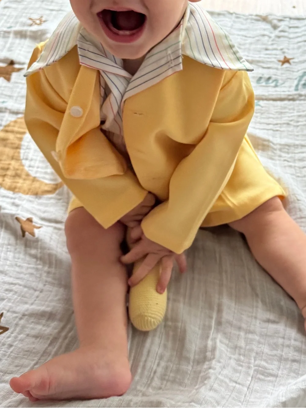 Yellow Kids Matching Set with Striped Shirt